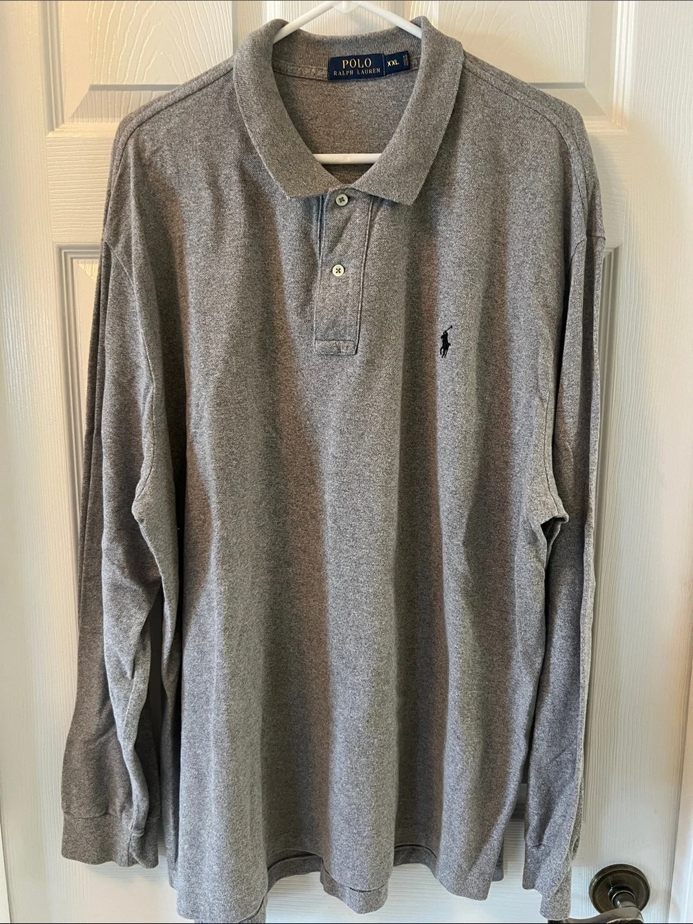 Polo Ralph Lauren Classic Fit Long Sleeve Polo Shirt Heather Gray Black Pony XXL